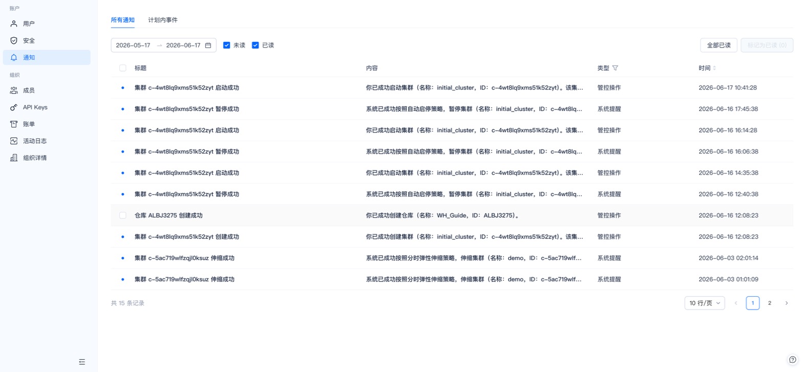 消息中心 · 通知列表
