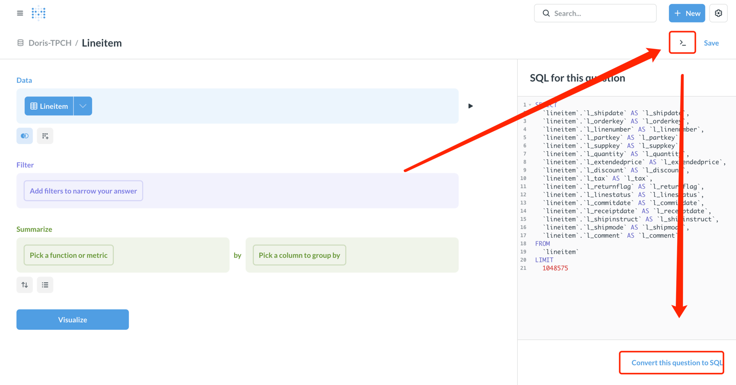 切换到 SQL 模式