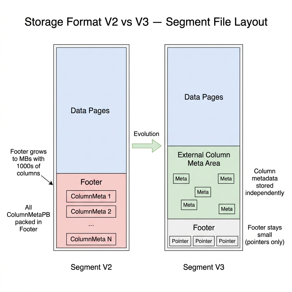 宽表存储格式 — Segment 文件布局对比