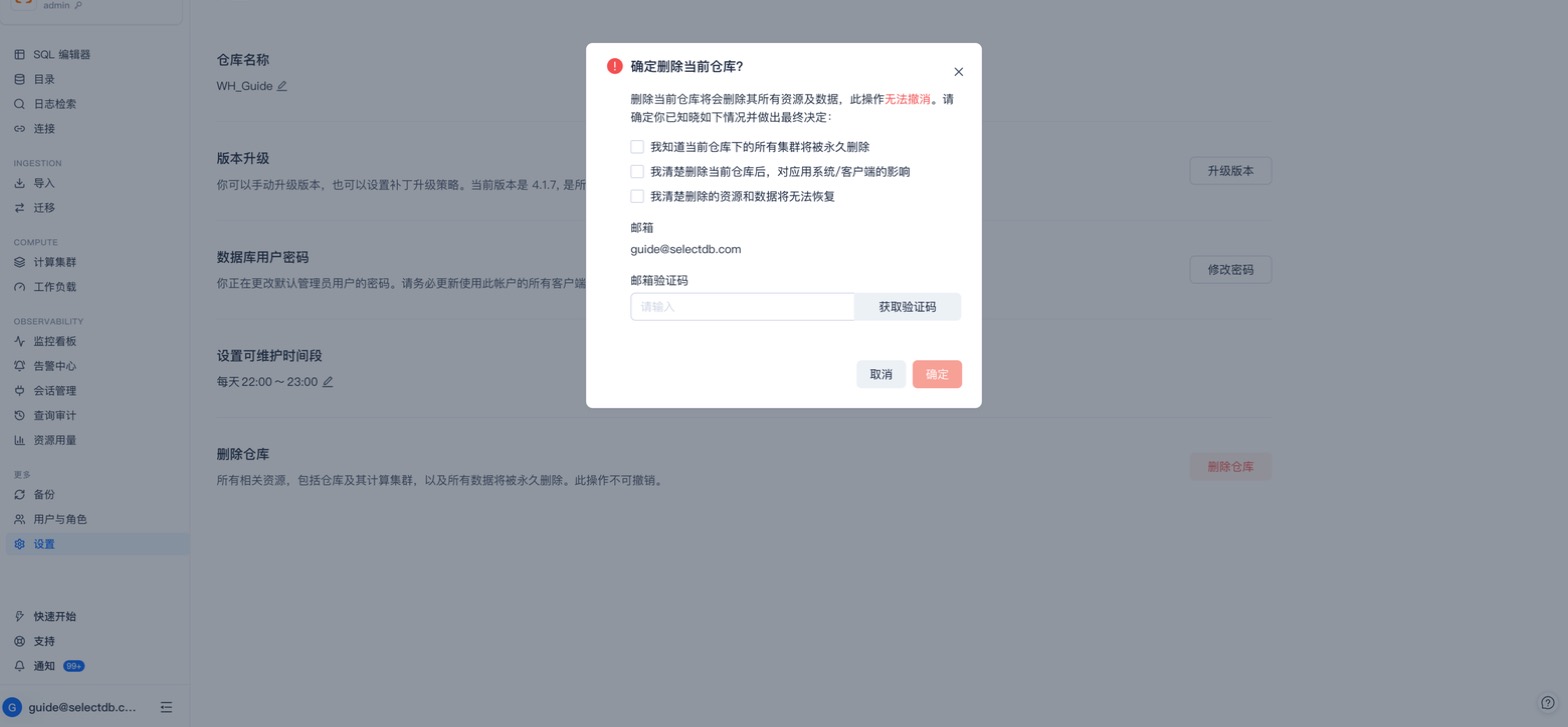 删除仓库确认